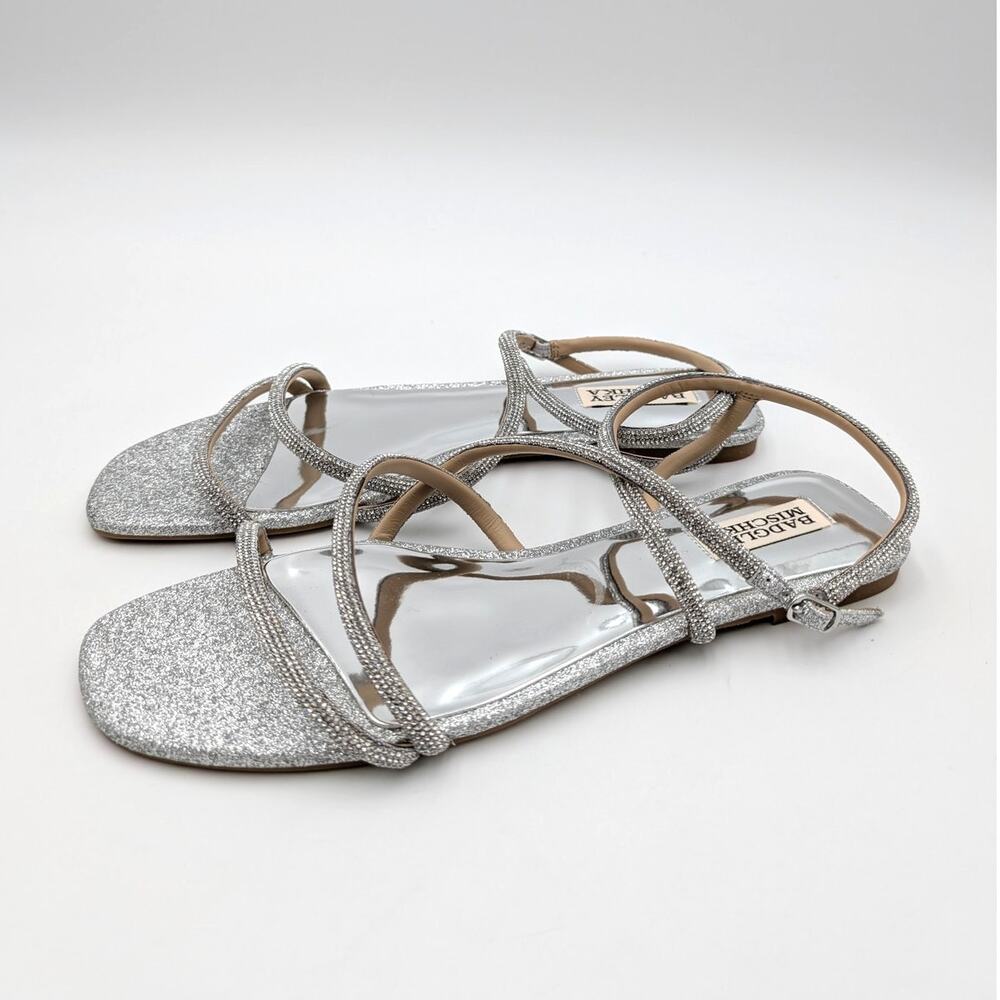 Badgley Mischka Collection Ivie Ankle Strap Sandals Womens Silver Sz US9.5M EU40